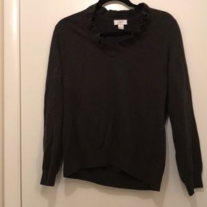 Loft vneck sweater, charcoal grey, large